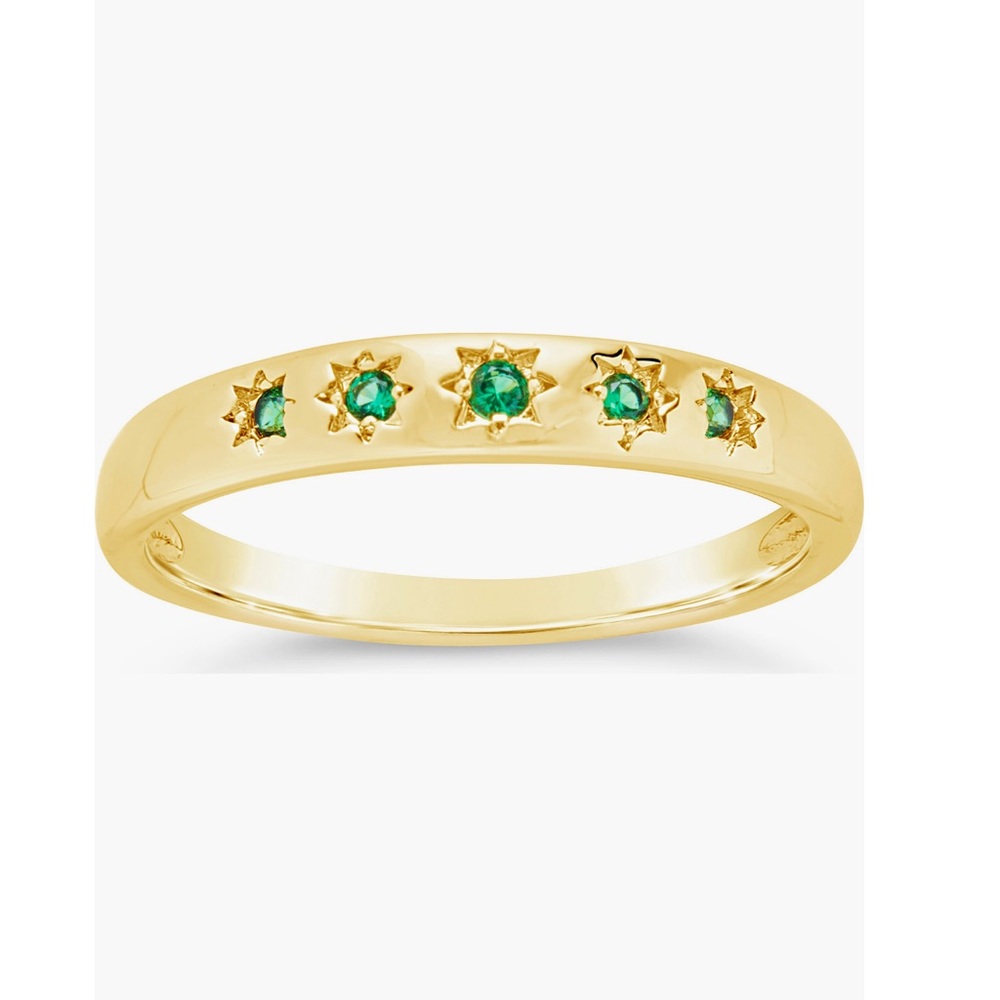 Elegant Gold Ring with Green Accents
